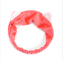 Косметична пов'язка на голову, пов'язка для макіяжу ''Котячі вушка" (червоний)