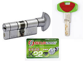 Циліндровий механізм Securemme К22 60 мм (30*30Т) з вертушкою 5ключею + 1 монтажний матовий хром