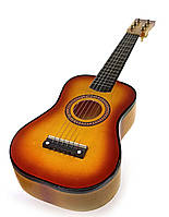 Детская деревянная гитара 57см желтая (34159)