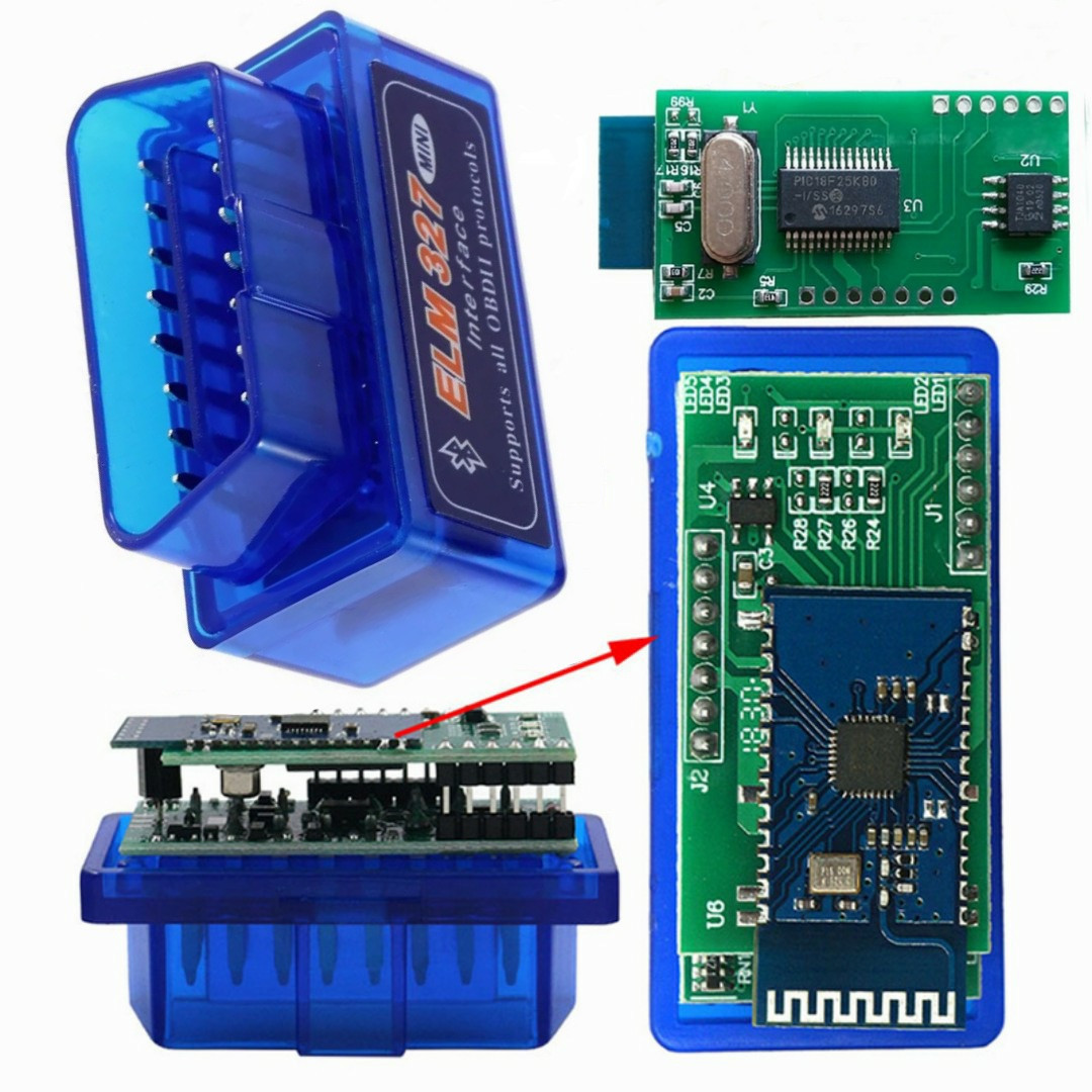 Автосканер ELM327 Bluetooth v1.5 PIC 25K80 OBD2 (2 плати)