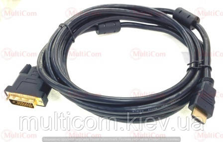 05-06-143. Шнур HDMI - DVI (штекер - штекер), gold pin, 3м