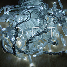 10м 100LED Вулична Гірлянда Світлодіодна Холодна Біла від Мережі Білий шнур