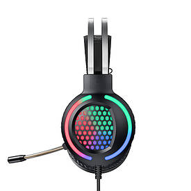 Ігрові навушники з мікрофоном Hoco ESD03 + LED підсвічування (Чорний)