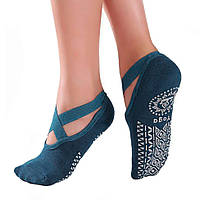 Следы носки для пилатеса "Yoga socks" 35-38 р. Синие, антискользящие носки для йоги | шкарпетки для йоги (NS)