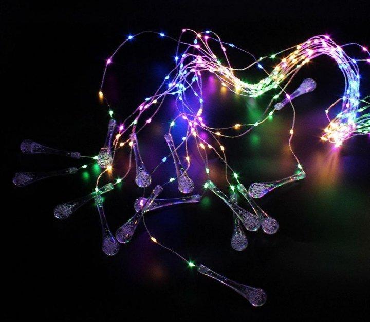 Гірлянда штора Xmas 300M-8 Крапля роси з підвіскою на мідному дроті 3 м на 1 м