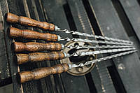 Шампура с деревянной ручкой 730*12*3 ммнержавеющая сталь набор 6 шт в чехле Reckless