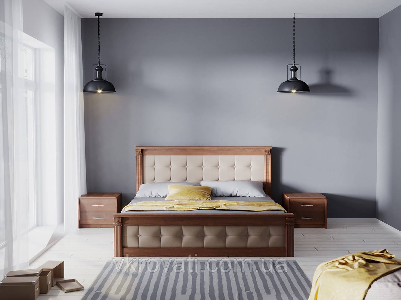 Дерев'яне ліжко в класичному стилі Софія Люкс