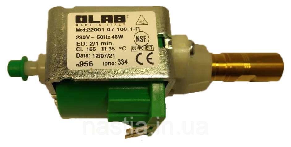 % Помпа Olab латунь (для підкачки води замість EX7), 22001-07-100-1-R,.230V, 50Hz, 48W