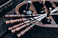 Шампура с деревянной лакированной ручкой 730*12*3 мм набор 6 шт+чехол Reckless