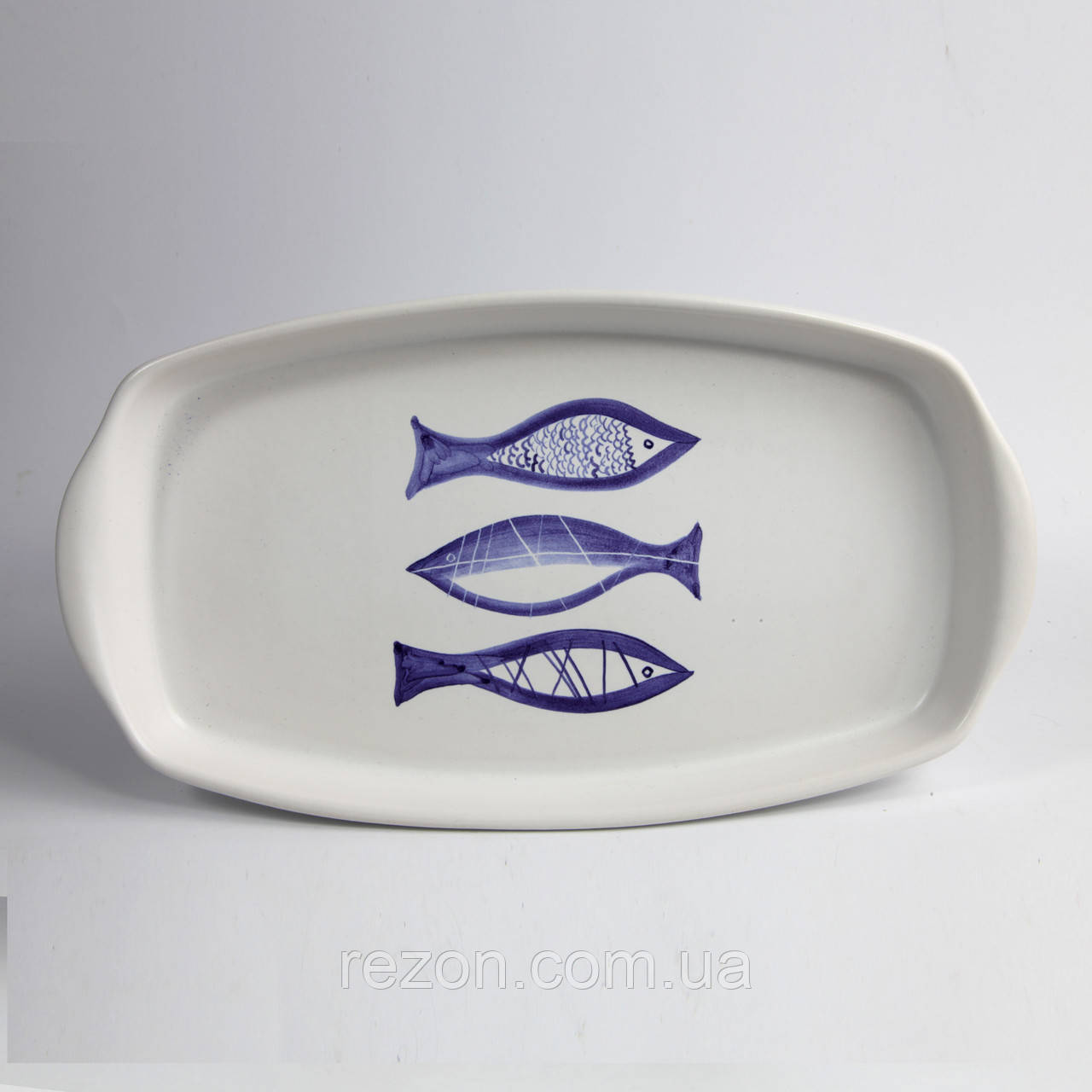 Форма для випічки керамічна ручний розпис "Рибки" 31*17*3,5 Rezon