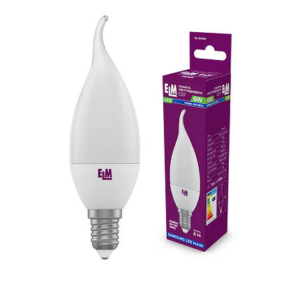 Лампа світлодіодна свічка на вітрі PA10 6W E14 4000K алюмопластиковый корп. (18-0089), фото 2