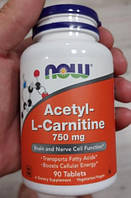 Ацетил-L-карнітин Now Foods Acetyl-L-Carnitine 750 mg 90 таблеток Для зниження ваги