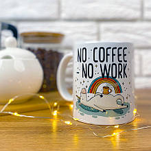 Чашка з принтом No coffee, no work 330 мл (KR_COF005)