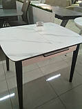 Розсувний стіл TM-87-1 білий мармур 90/120 Vetro Mebel,механізм - автомат, фото 2