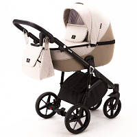 Коляска Adamex Bibione TSB-4 Lux бежева тканина+шкіра