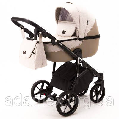 Коляска Adamex Bibione TSB-4 Lux бежева тканина+шкіра