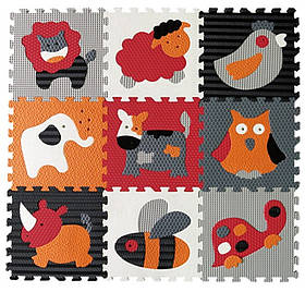 Дитячий ігровий килимок-пазл «Веселі зоопарк» (92х92 см). BABY GREAT GB-M129A4