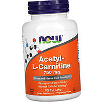 Ацетил-Л-карнитин NOW Acetyl-L-Carnitine 750 mg 90 таблеток