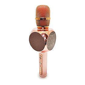 Караоке мікрофон дитячий портативний бездротовий Bluetooth USB Рожевий Rose Gold Іграшка мікрофони для дітей