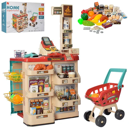 Дитячий ігровий набір супермаркет 668-78 з касою, візком і сканером (звук, світло), фото 1