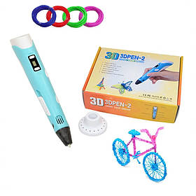 3D Ручка для дітей 3Д ручка 2-го покоління з дисплеєм LCD Pen 2 Блакитна для дітей Набір з Еко Пластиком