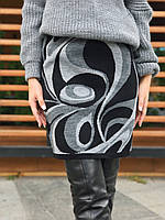 Жіноча шорстка тепла пряма спідниця оверсайз з принтом р.44-50 (50 см). Арт-4258/1