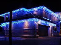 Уличная гирлянда бахрома синий свет 10м 240 LED черный провод