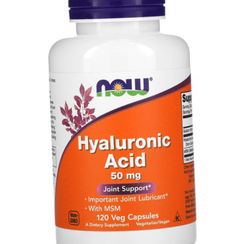 Гіалуронова кислота МСМ сірка NOW Foods Hyaluronic Acid with MSM 120 капс Для суглобів