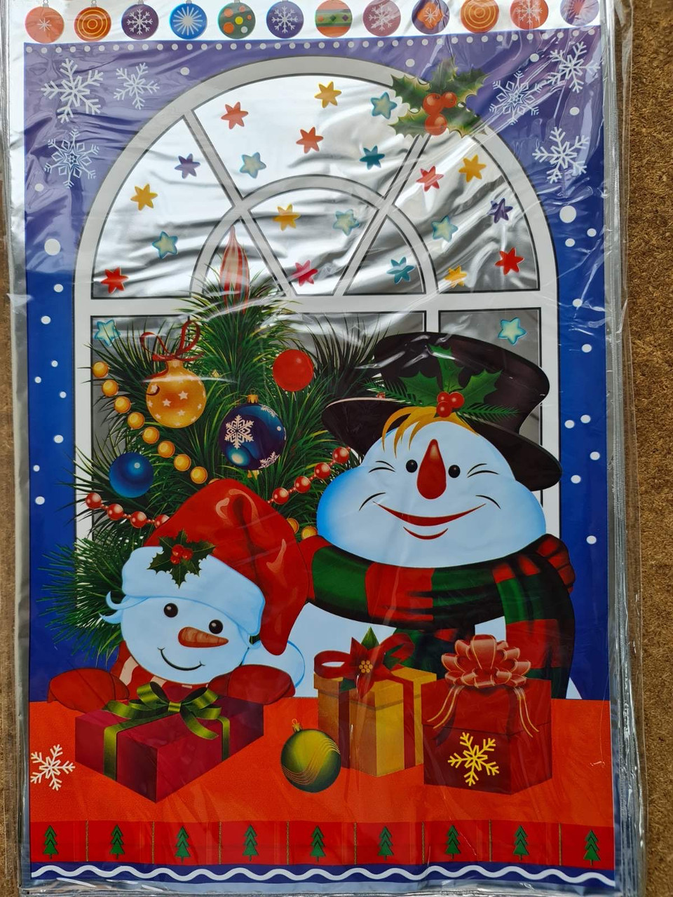 Новогодняя подарочная фольгированная упаковка 25*40 см Снеговик