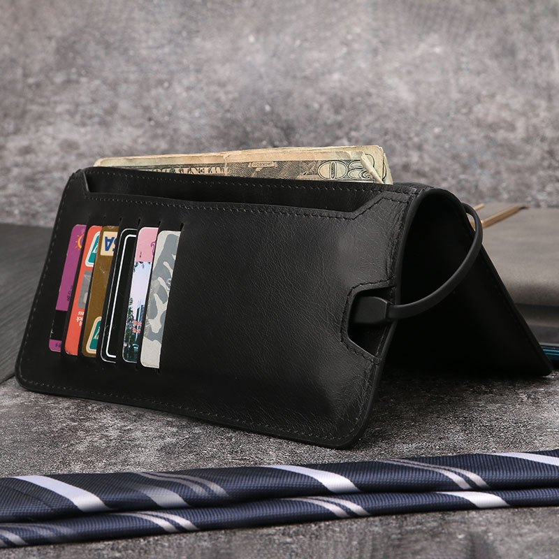 Шкіряний гаманець зарядка з бездротовою зарядкою Чорний