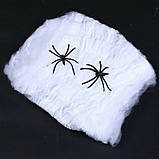 Павутина біла для декору на гелоуїн із павуками 24237, фото 2