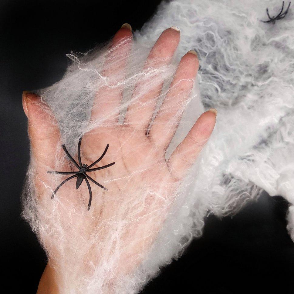 Павутина біла для декору на гелоуїн із павуками 24237
