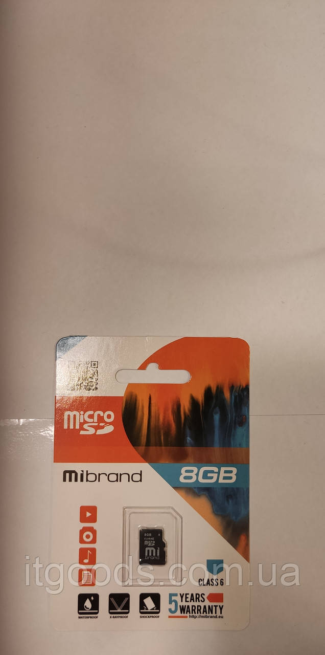 Карта пам'яті Mibrand MicroSD 8GB Class 6