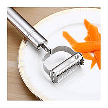 Овочечистка ніж-економка KitchenWare на два леза для чищення овочів і фруктів поперечна 18 см, фото 3