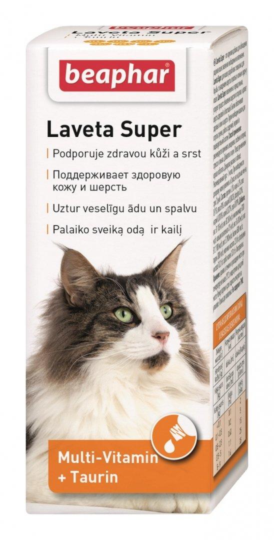 Beaphar Laveta Super For Cats від линьки, для здорової шкіри та блискучої вовни кішок - 50 мл.