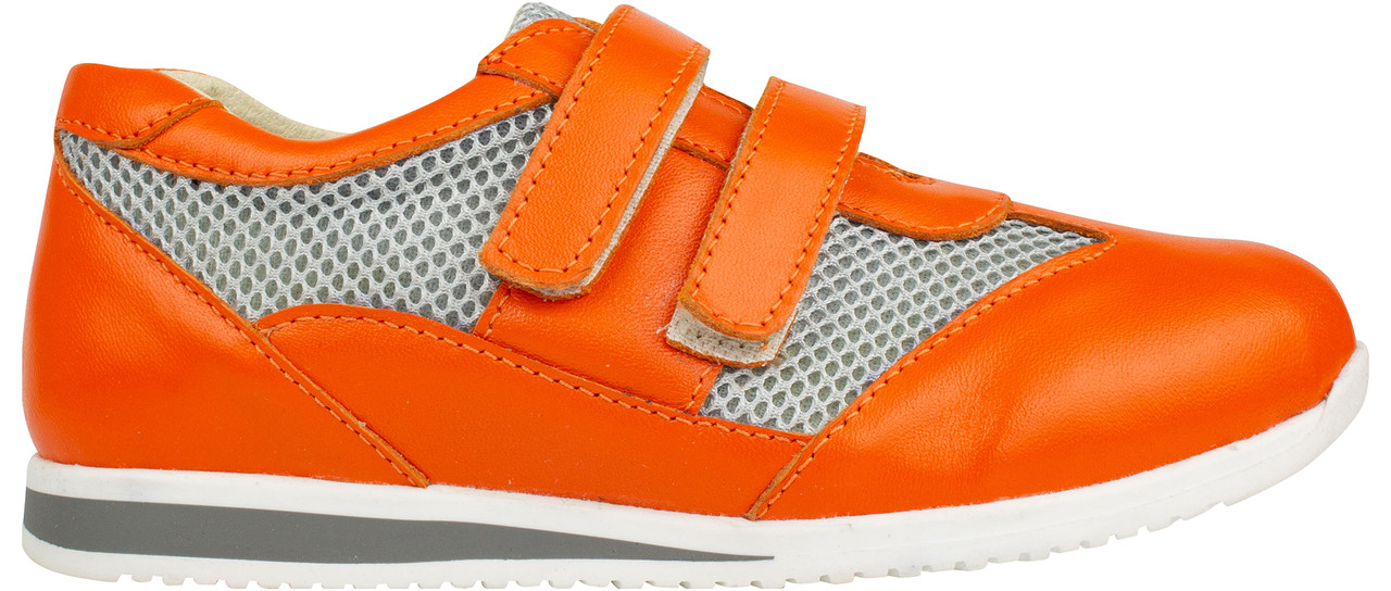 Кросівки низькі дитячі для дівчаток жовтогарячі натуральна шкіра Україна Eleven Shoes — розмір 29 (19 см) (модель: ES401Korange), фото 1