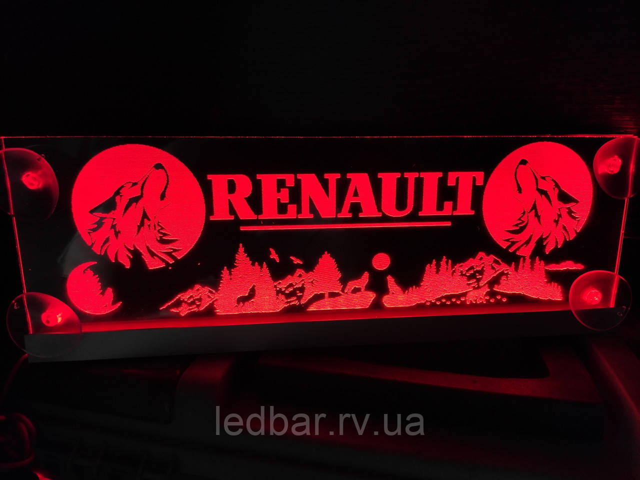 Неонова Led табличка на задню стінку вантажівок RENAULT 15х40  см RED, фото 1