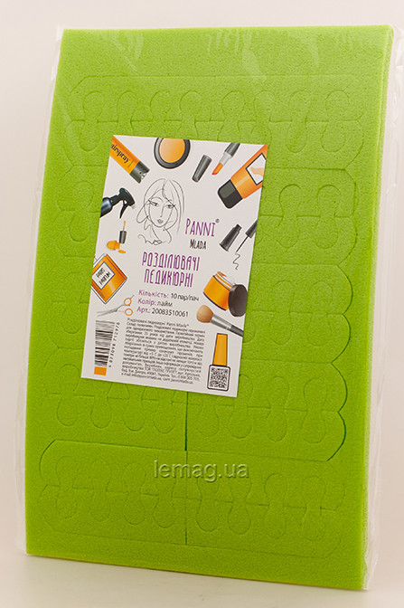 Panni Mlada Розпірки для педикюру, 10 пар/пач - Лайм, фото 1