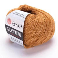 Турецкая зимняя пряжа для вязания YarnArt Silky Wool (силки вул) шерсть с шелком 345 горчица