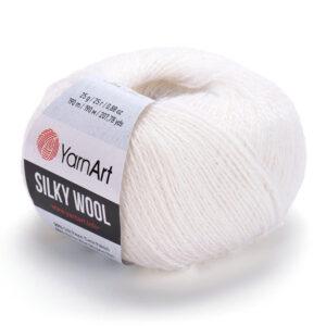 Турецька зимова пряжа для в'язання YarnArt Silky Wool (силки вул) вовна з шовком 347 білий