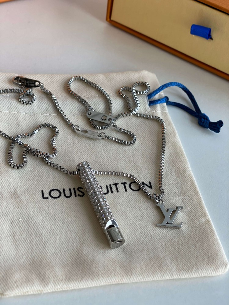 Louis Vuitton Lv Whistle Chain Pendant Necklace Silver