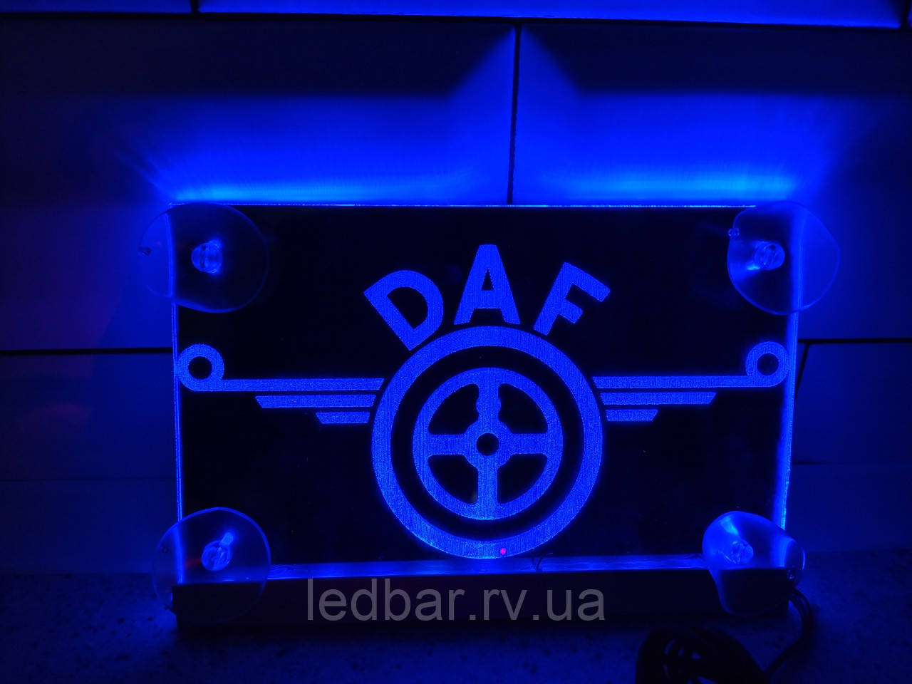 Неонова Led вивіска табличка для кабіни вантажівок 10х30 см Daf