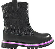 Напівчоботи дитячі для дівчаток зимові чорні натуральна шкіра Україна Avis — розмір 28 (18 см) (модель: Avi1101-TKKrokBlack)