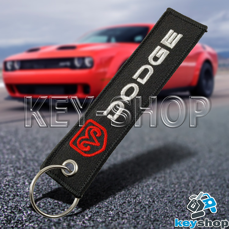 Брелок для ключа Dodge (Додж), черный, с кольцом (текстиль) - фото 1 - id-p1497209803