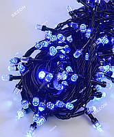 Новогодняя Гирлянда РУБИН 100 LED, черный провод 7м., синий