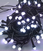 Гирлянда ЛІНЗА 8мм 100 LED, чорний провід 7м, білий