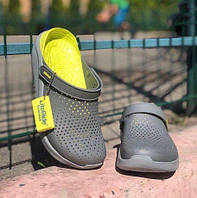 Мужские шлепанцы Кроксы Crocs LiteRide Original. Grey/Green. Кроксы ЛайтРайд Серо/Зелёные