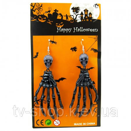 Кліпси для вух Рука скелета (чорні), фото 1