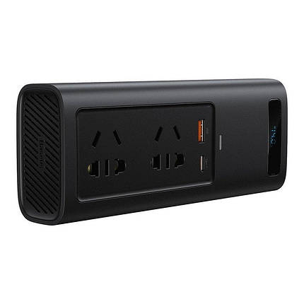 Перетворювач напруги автомобільний BASEUS CRNBQ-A01 150W, 2Sockets, 1USB-1Type-C, чорний, фото 3