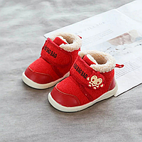 Дитячі черевики на хутрі зима червоні 13.8 см на дівчинку з хутром